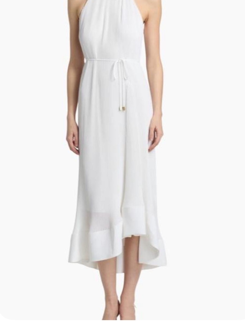 Milly White Halter High-Low Midi Dress